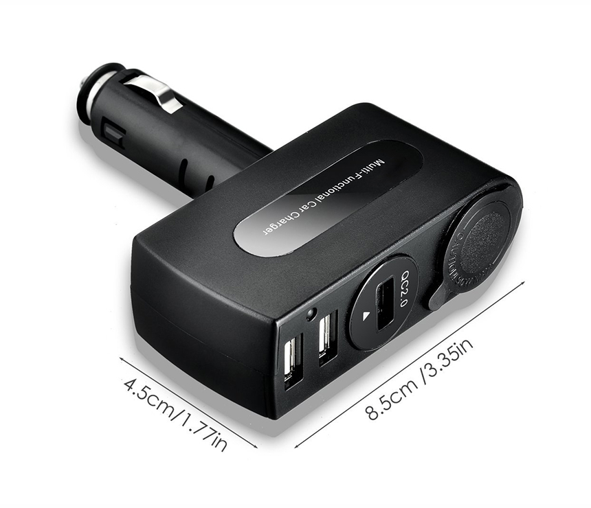 QCF920 QC 3.0 Car Charger with Cigarette Socket & 2 Normal USB Port